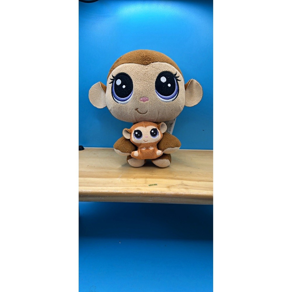 Hasbro Littlest Pet Shop Monkey Plush w/ Baby Brown/Tan Small 2018 C0170